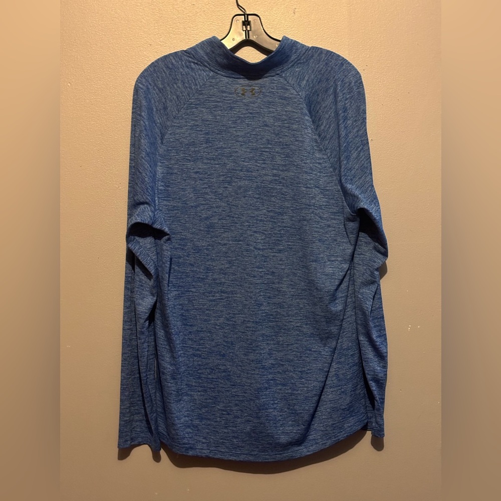 Men’s Under Armour Blue and White Heathered Half Zip Pullover - Picture 4 of 6